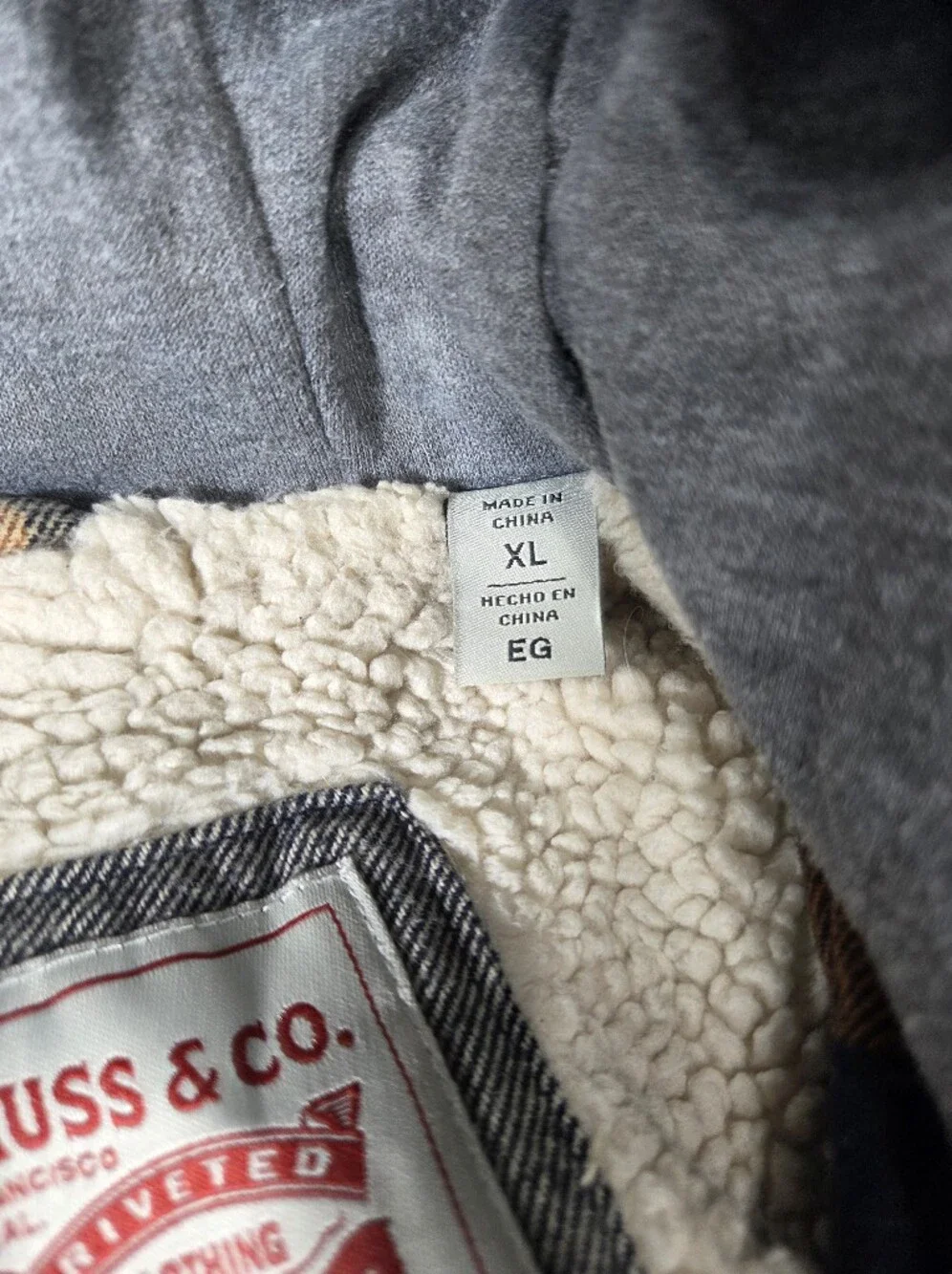 Levi's XL Sherpa Lined Hooded Plaid Shacket Jacket - Picture 8 of 10